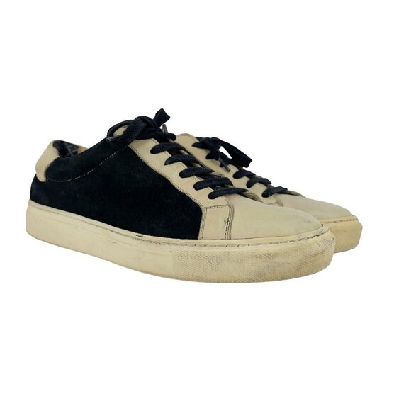 MALENE BIRGER Distressed Tennis Prep Suede Black Cream VSCO Low Rise Sneaker 40 - Picture 4 of 12